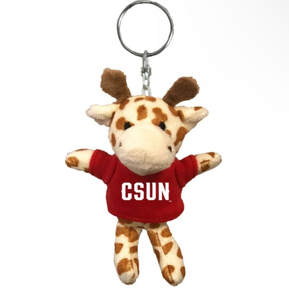 small soft fuzzy plush giraffe cal state northridge csun keyring